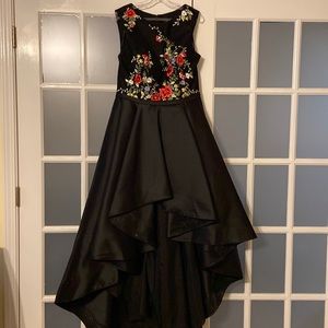 Black high low floral dress